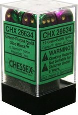 Chessex 16MM D6 Dice Set CHX26634 Gemini Green Purple/Gold