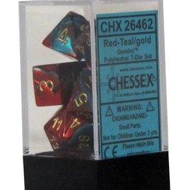 Chessex 7Ct Dice Set CHX26462 Gemini Red Teal/Gold