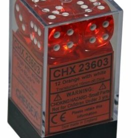 Chessex 16MM D6 Dice Set CHX23603 Translucent Orange/White