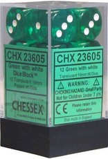 Chessex 16MM D6 Dice Set CHX23605 Translucent Green/White
