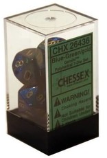 Chessex 7Ct Dice Set CHX26436 Gemini Blue-Green/Gold