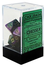 Chessex 7Ct Dice Set CHX26434 Gemini Green-Purple/Gold