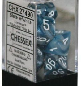 Chessex 7Ct Dice Set CHX27490 Lustrous Slate/White