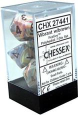 Chessex 7Ct Dice Set CHX27441 Festive Vibrant/Brown