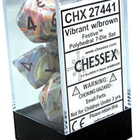 Chessex 7Ct Dice Set CHX27441 Festive Vibrant/Brown