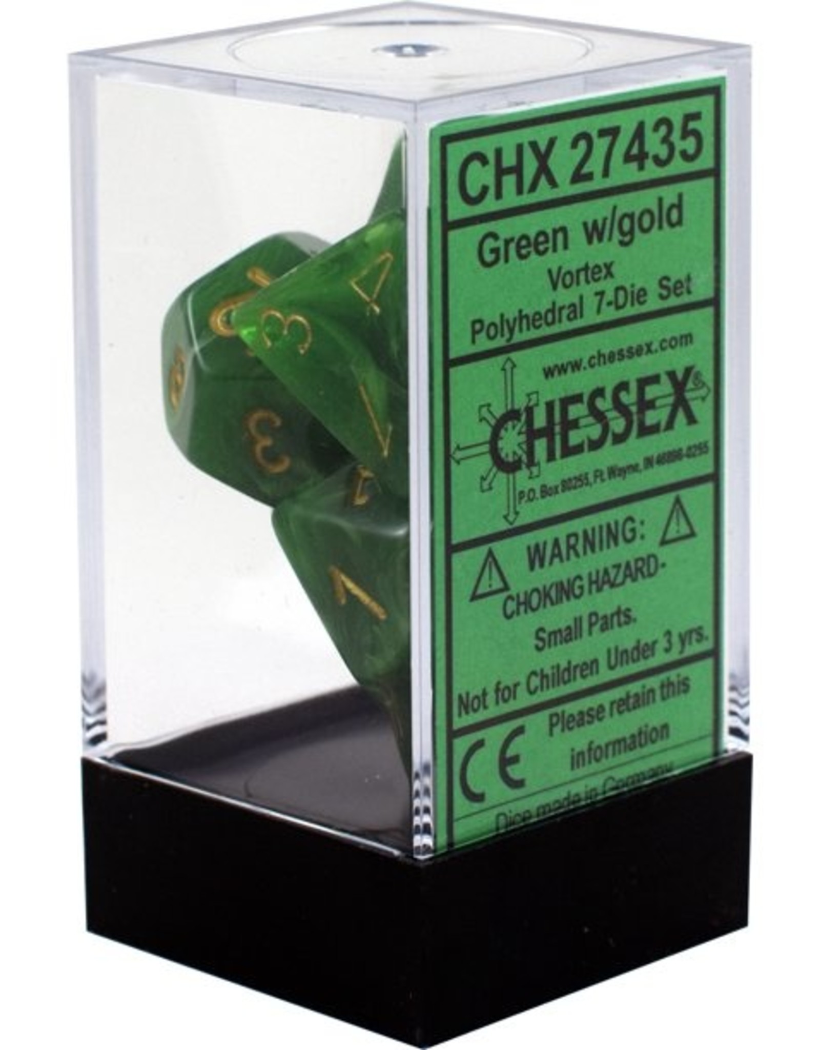 Chessex 7Ct Dice Set CHX27435 Vortex Green/Gold
