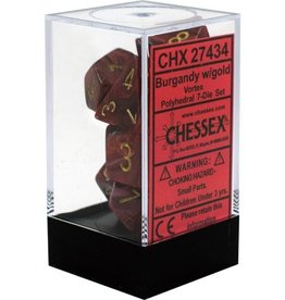 Chessex 7Ct Dice Set CHX27434 Vortex Burgundy/Gold