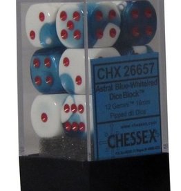 Chessex 16MM D6 Dice Set CHX26657 Gemini Blue White/Red