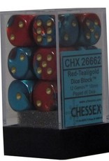 Chessex 16MM D6 Dice Set CHX26662 Gemini Red Teal/Gold