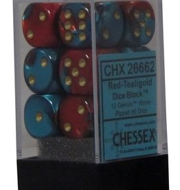 Chessex 16MM D6 Dice Set CHX26662 Gemini Red Teal/Gold