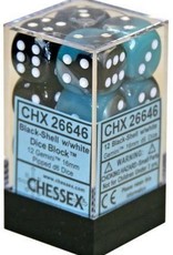 Chessex 16MM D6 Dice Set CHX26646 Gemini Black Shell/White