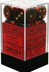 Chessex 16MM D6 Dice Set CHX26633 Black Red/Gold