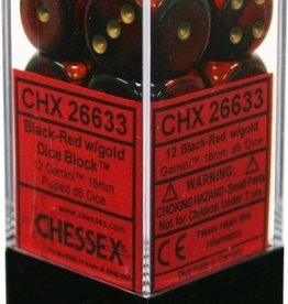 Chessex 16MM D6 Dice Set CHX26633 Black Red/Gold