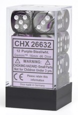 Chessex 16MM D6 Dice Set CHX26632 Gemini Purple Steel/White