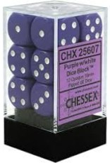 Chessex 16MM D6 Dice Set CHX25607 Opaque Purple/White