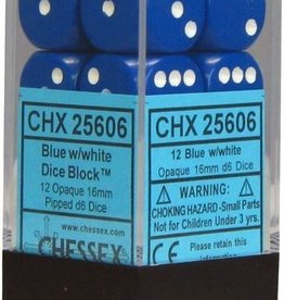 Chessex 16MM D6 Dice Set CHX25606 Opaque Blue/White