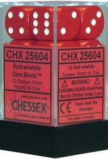 Chessex 16MM D6 Dice Set CHX25604 Opaque Red/White