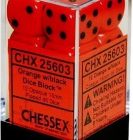 Chessex 16MM D6 Dice Set CHX25603 Opaque Orange/Black