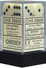 Chessex 16MM D6 Dice Set CHX25600 Opaque Ivory/Black