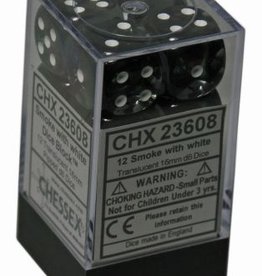 Chessex 16MM D6 Dice Set CHX23608 Translucent Smoke/White