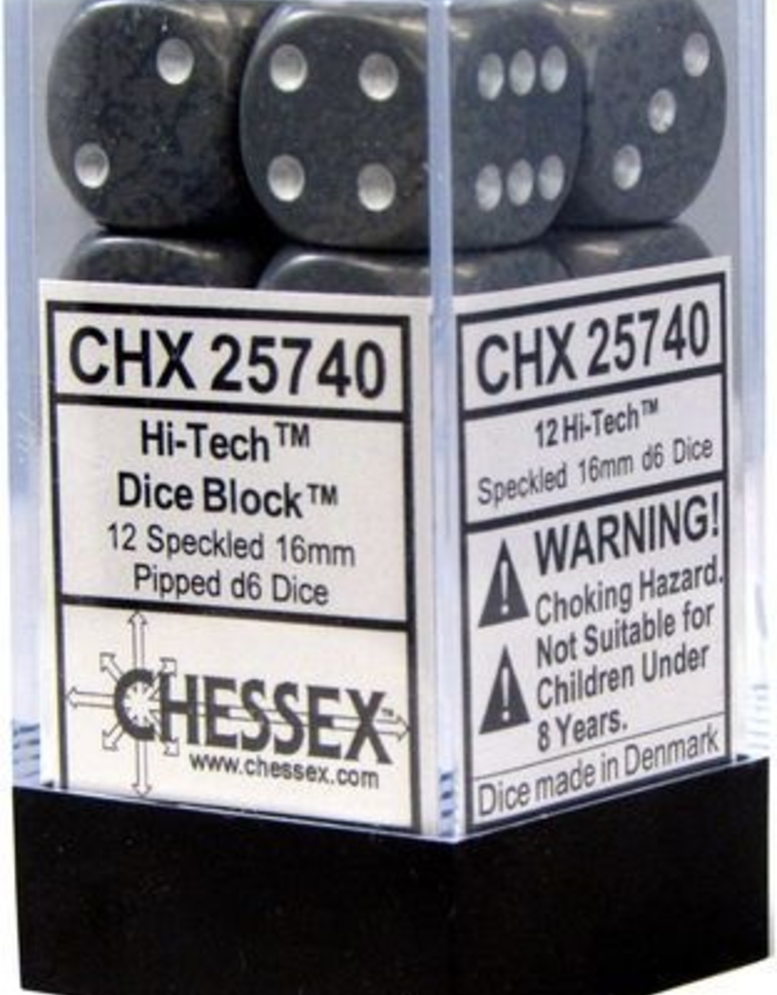 Chessex 16MM D6 Dice Set CHX25740 Speckled Hi-Tech