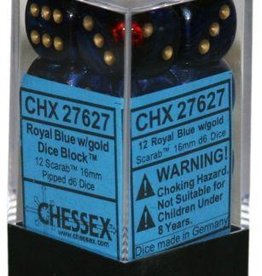 Chessex 16MM D6 Dice Set CHX27627 Scab Royal Blue/Gold