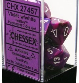 Chessex 7Ct Dice Set CHX27457 Festive Violet/White