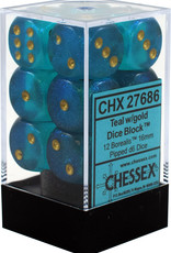 Chessex 16MM D6 Dice Set CHX27686 Borealis Teal/Gold
