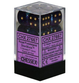 Chessex 16MM D6 Dice Set CHX27667 Borealis Royal Purple/Gold