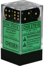 Chessex 16MM D6 Dice Set CHX27615 Scarab Jade/Gold