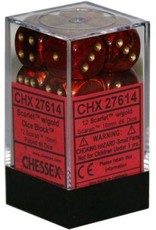 Chessex 16MM D6 Dice Set CHX27614 Scarab Scarlet/Gold