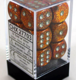Chessex 16MM D6 Dice Set CHX27703 Glitter Gold/Silver