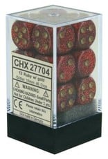 Chessex 16MM D6 Dice Set CHX27704 Glitter Ruby Red/Gold