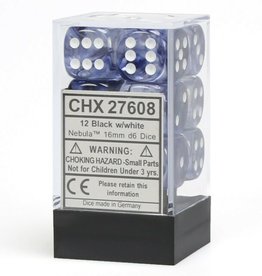 Chessex 16MM D6 Dice Set CHX27608 Nebula Black/White
