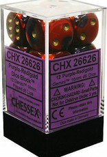 Chessex 16MM D6 Dice Set CHX26626 Gemini Purple Red/Gold