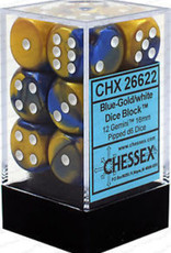 Chessex 16MM D6 Dice Set CHX26622 Gemini Blue Gold/White