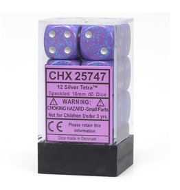 Chessex 16MM D6 Dice Set CHX25747 Speckled Silver Tetra