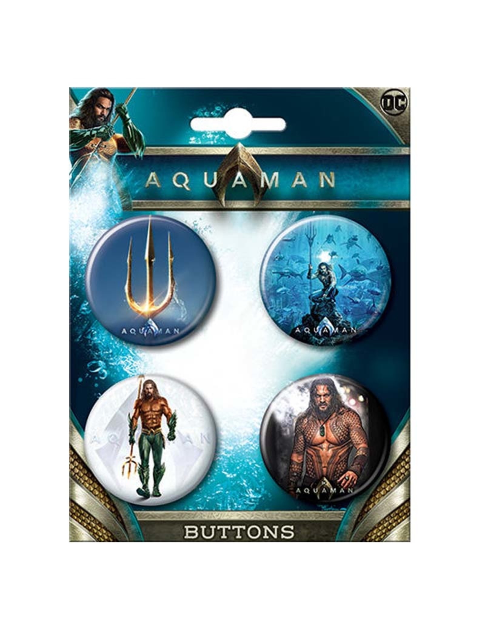 Ata-Boy Aquaman Movie 4 Piece Button Set