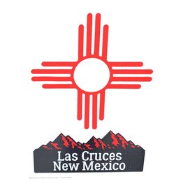 Brass Reminders Co. Inc. Mini Red Zia With Las Cruces, New Mexico Mountain
