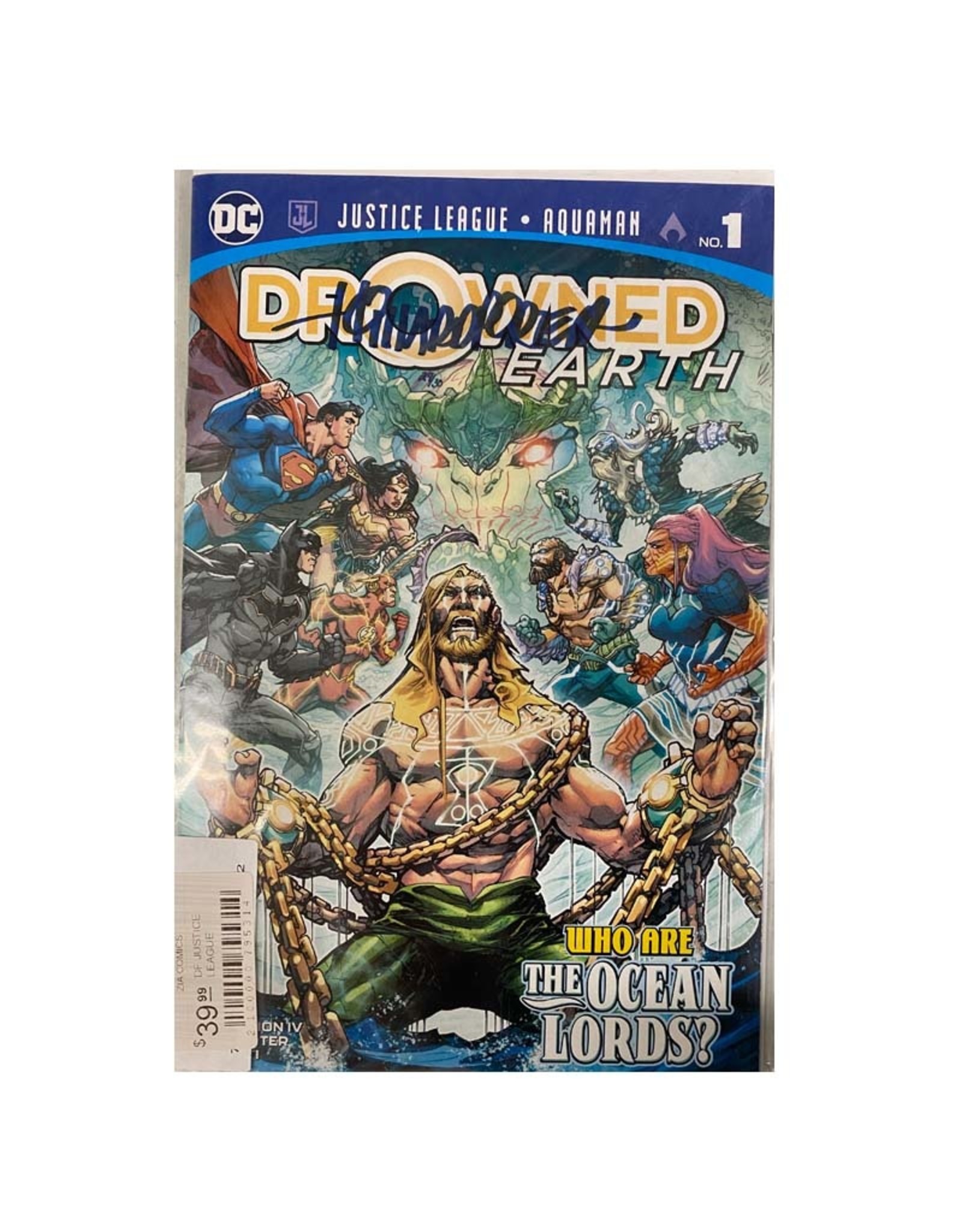 DC Comics Justice League / Aquaman Drowned Earth #1 signed by Howard Porter