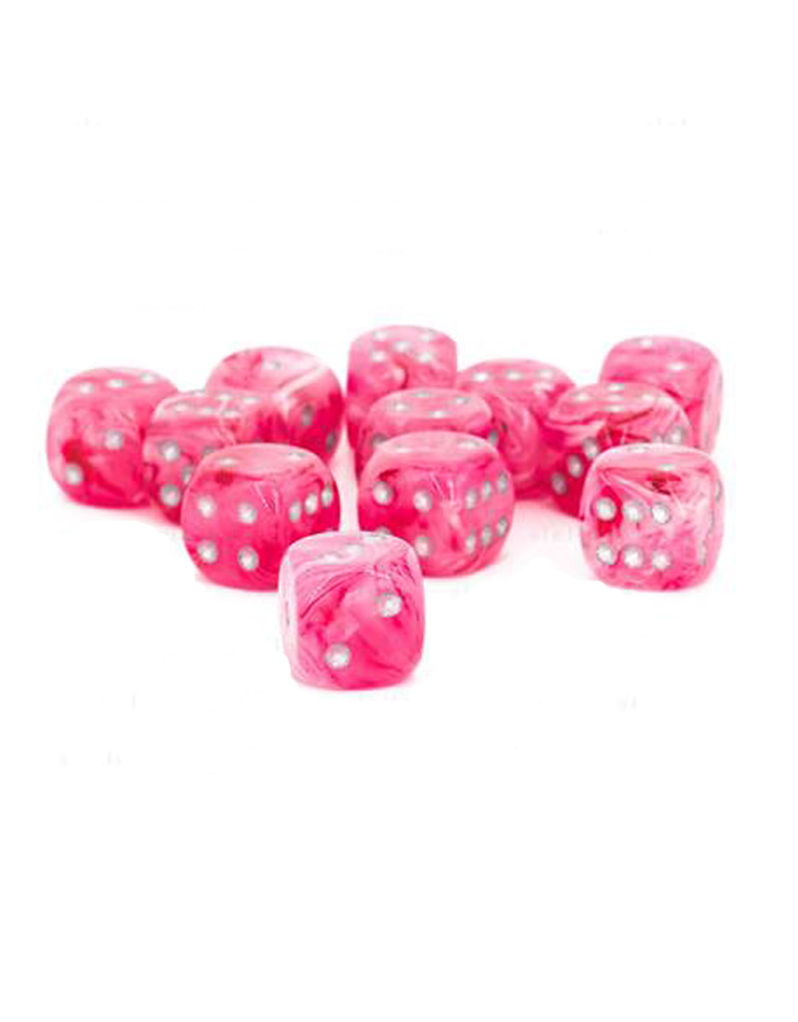 Chessex 16MM D6 Dice Set CHX27724 Ghostly Glow Pink/Silver
