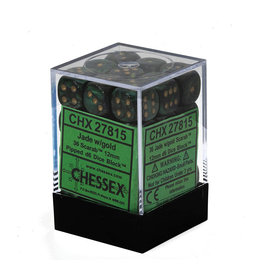 Chessex 12MM D6 Dice Set CHX27815 Scarab Jade/Gold