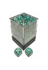 Chessex 12MM D6 Dice Set CHX27803 Marble Oxi-Copper/White