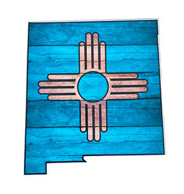 Brass Reminders Co. Inc. Mini Turquoise Painted Wood NM with Flag
