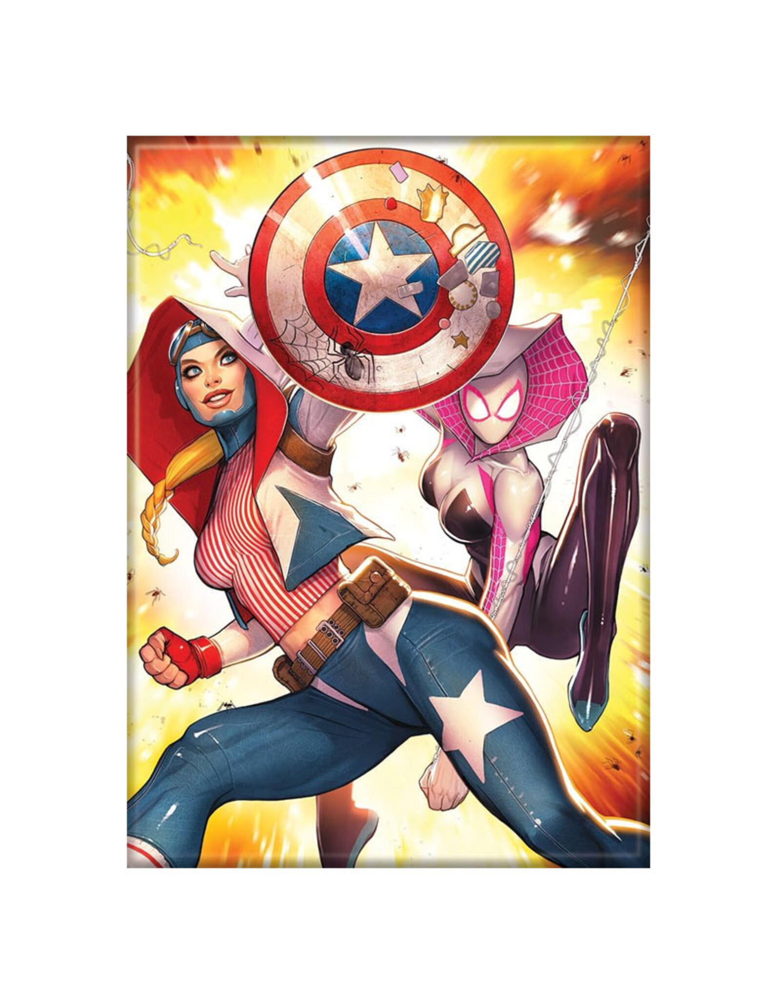 Ata-Boy Spider-Gwen With Captain America Magnet
