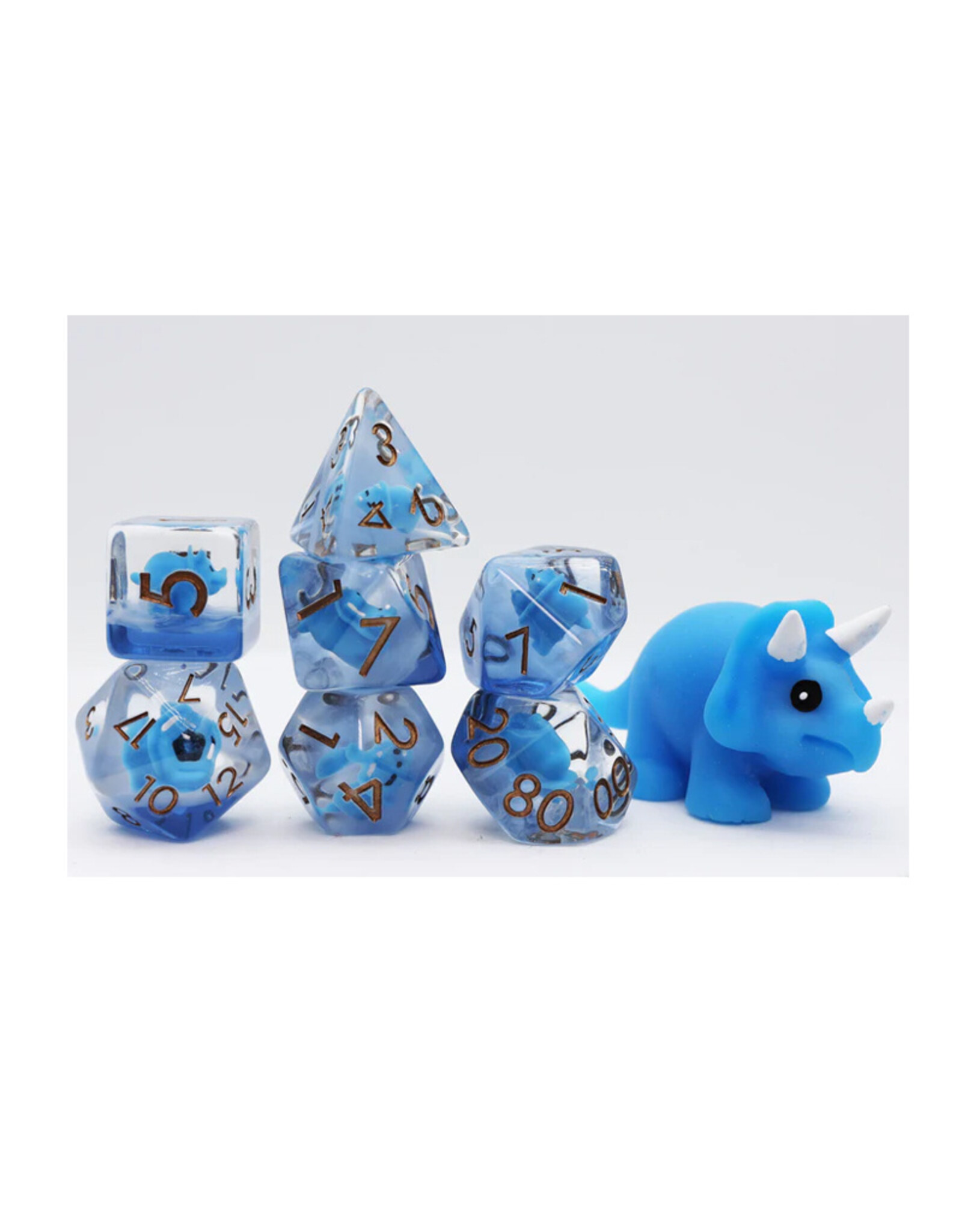 Foam Brain 7ct Dice Set: Blue Triceratops RPG Dice