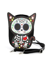 Comeco Floral Sugar Skull Cat Crossbody Bag #82336