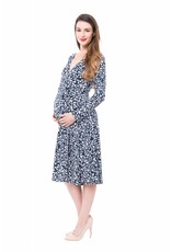 NOM Maternity Tessa Wrap Dress - Navy Berries