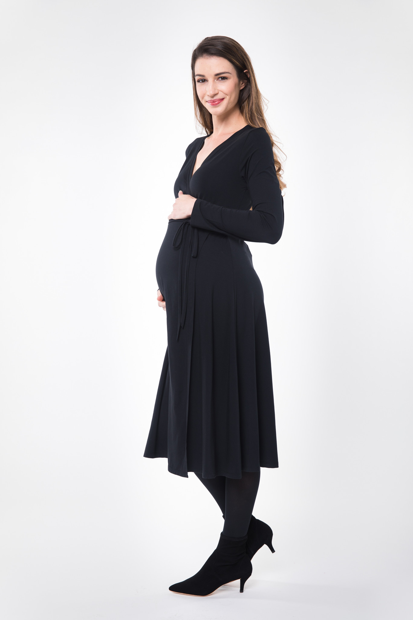 NOM Maternity Tessa Wrap Dress - Black