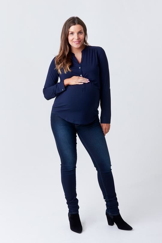 Maternity Wide-Leg Work Pants (Navy) – Carry Maternity Canada